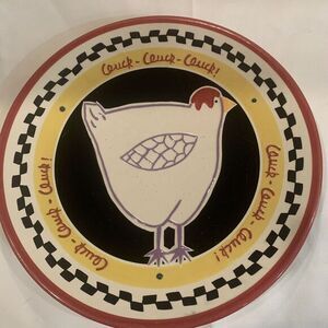 Becky Denny Cluck-Cluck-Cluck 12" Round Chicken Platter Serving‎ Dish Plate